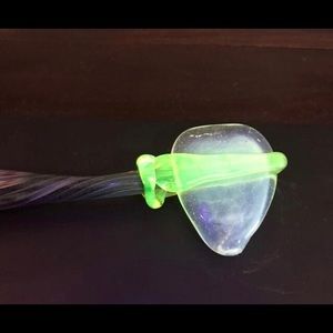 Vintage OOAK URANIUM GLASS END OF DAY HANDBLOWN AXE/ Hatchet.